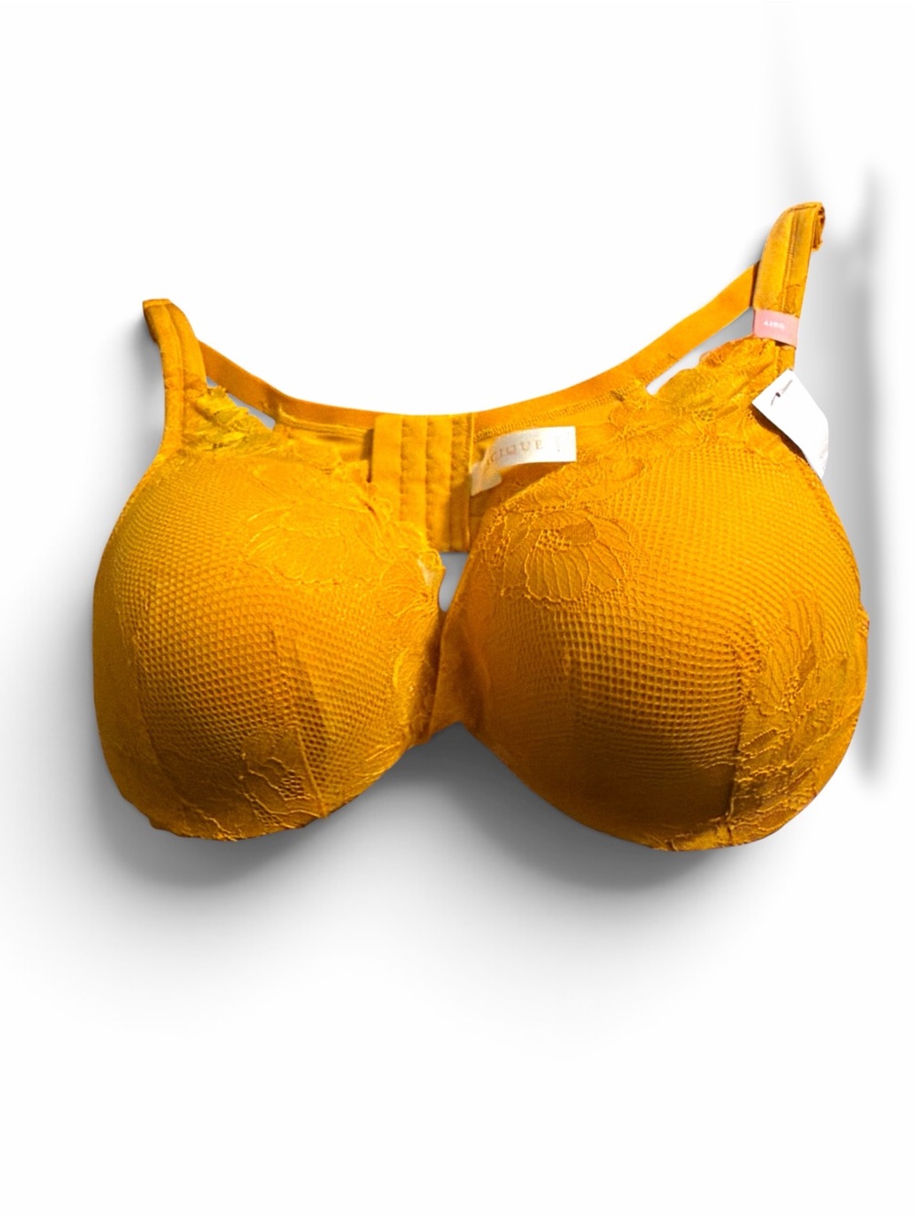 NWT Cacique Lane Bryant Golden Yellow Lace Boost Plunge Bra 42DD